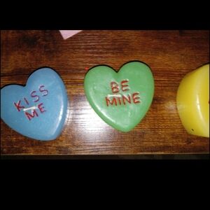 Heart-Shaped Candle Set - Blue, Green, Yellow